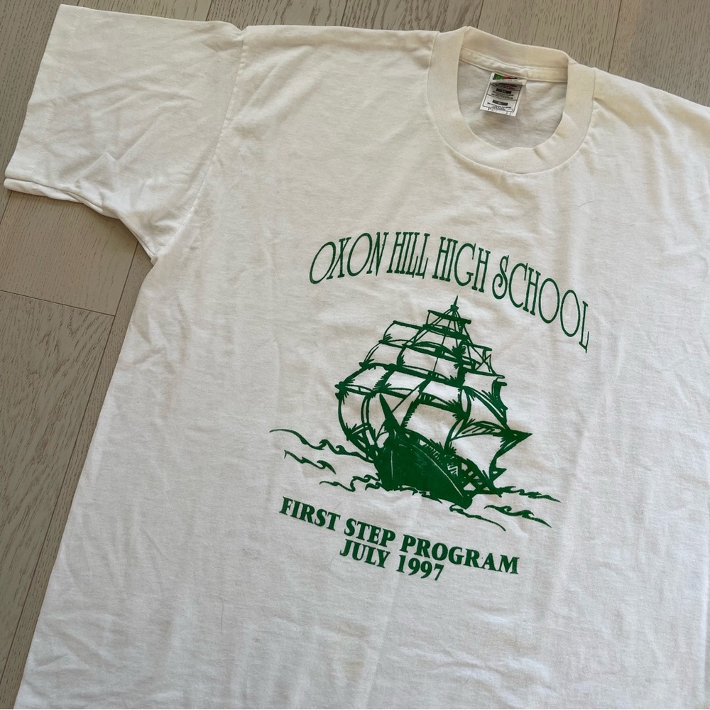 Vintage 1997 Oxon Hill High School Maryland First Step Program White Tee Shirt